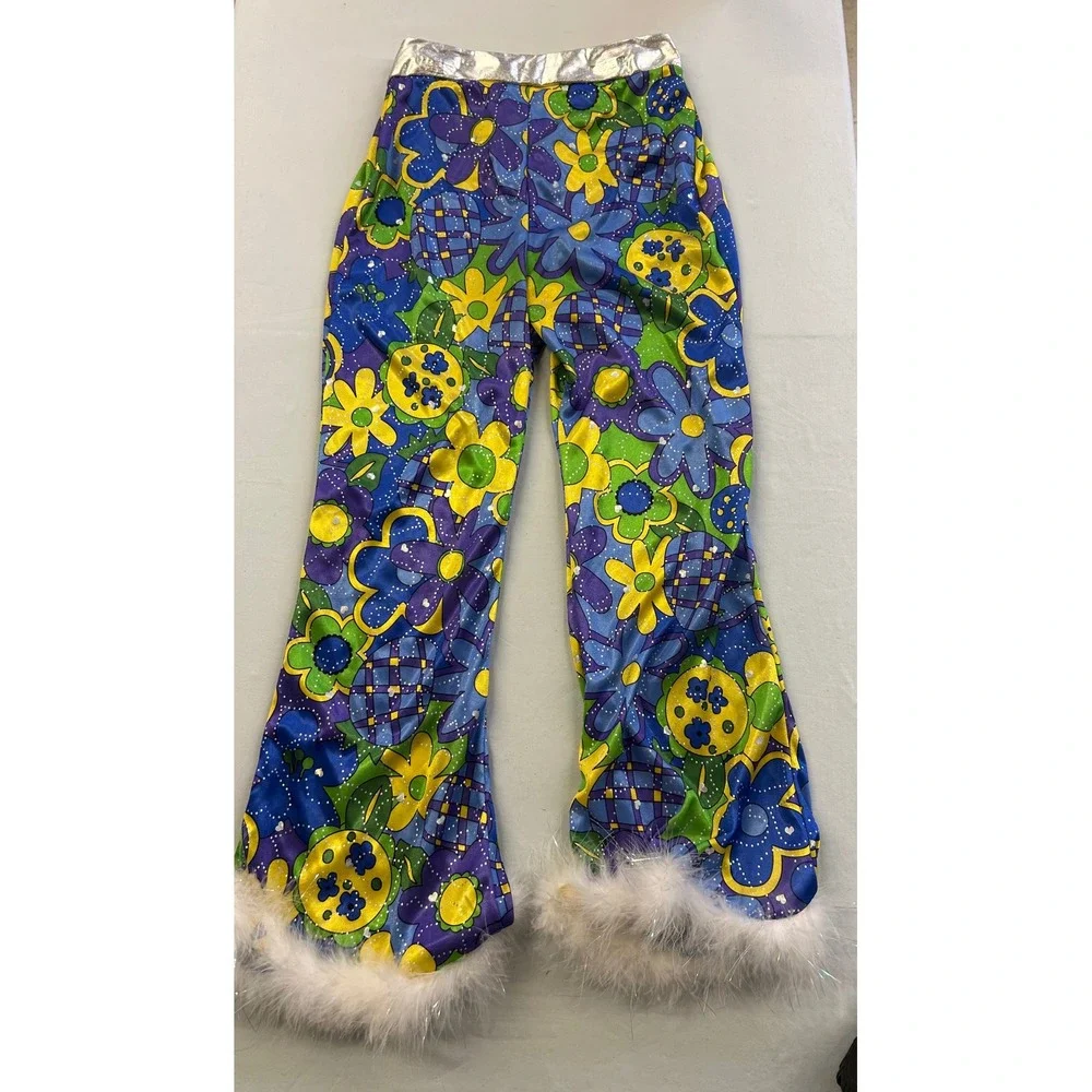 Vintage Jo-Ann Stores Diva Costume Kids Large Blue Halter Top Floral Bell Bottom